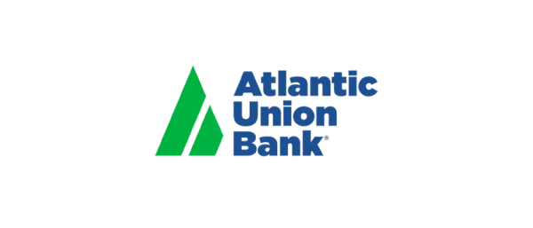 The logo features three green triangular shapes arranged in a way that suggests upward movement, alongside the text "Atlantic Union Bank" in bold blue letters