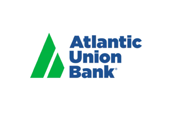 The logo features three green triangular shapes arranged in a way that suggests upward movement, alongside the text "Atlantic Union Bank" in bold blue letters