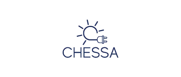 A logo featuring a light bulb with rays emanating from it, accompanied by a plug, above the word "CHESSA" in bold letters. The design is simple and uses a blue color scheme