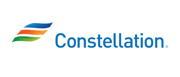 The logo features the word "Constellation" in blue, accompanied by a stylized graphic element consisting of three wavy lines in green, orange, and blue