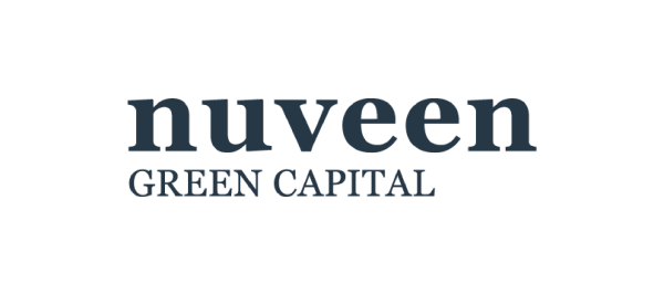 The image features the text "nuveen" in a bold font, with "GREEN CAPITAL" positioned below it in a smaller size. The overall color scheme is dark, creating a professional appearance