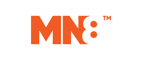 The image features the stylized text "MN8" in bold orange letters against a black background, with a trademark symbol positioned to the right of the text