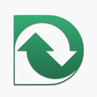A green logo featuring a stylized letter "D" with an upward arrow and a downward arrow, indicating a recycling or refresh concept