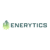 The image features a logo for Enerytics, which includes a stylized graphic of buildings and circuit patterns in green and yellow, accompanied by the text "ENERYTICS" in a modern font