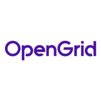 The image features the text "OpenGrid" in a bold, purple font. The letters are evenly spaced and presented on a plain background