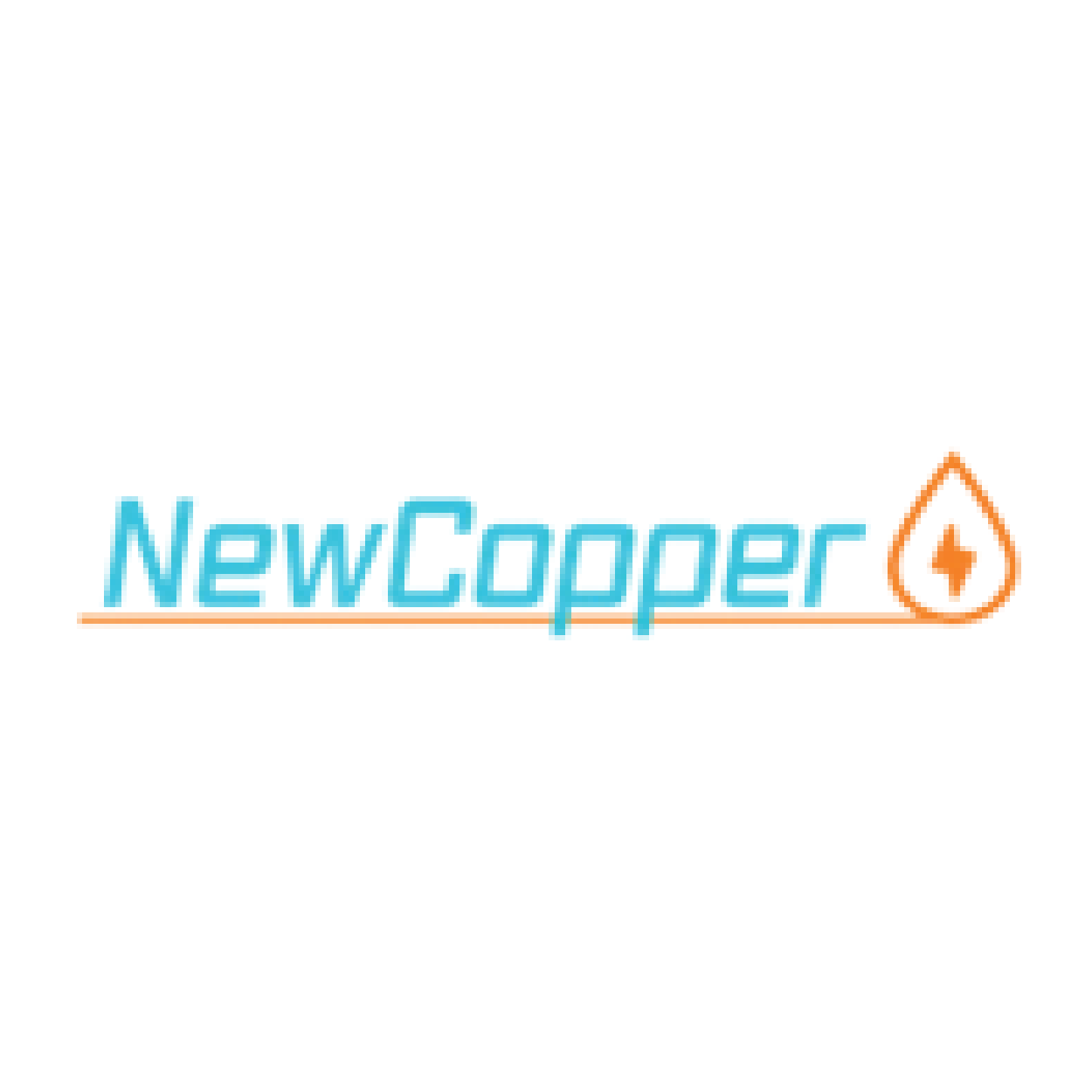 The image features a logo for NewCopper, which includes the name "NewCopper" in blue text, accompanied by an orange droplet shape with a lightning bolt inside it