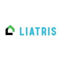 A logo featuring a stylized house outline in black and green, accompanied by the word "LIATRIS" in blue