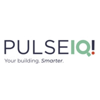 The image features a logo for PulseIQ, which includes the name "PULSEIQ" in bold letters, with the tagline "Your building. Smarter." below it. The logo uses a combination of green, blue, and red colors